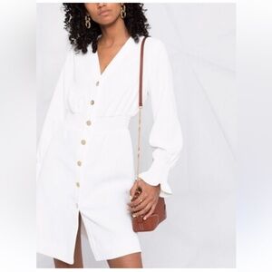 NWT Sandro Paris lylie Elegant White gold Button-Down Mini Dress Sz small S $395
